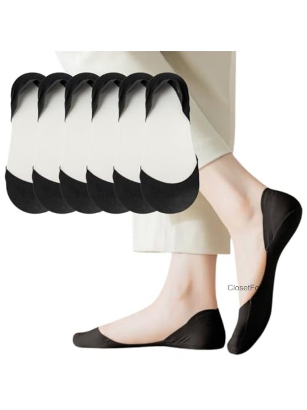 No Show Socks for Women Low Cut Non-Slip Cotton Liner Socks 6 Pairs